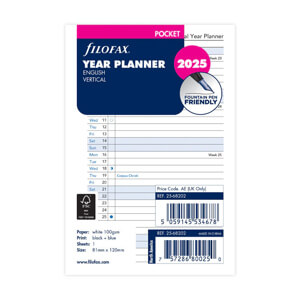 Filofax Vertical Year Planner - Pocket 2025 English